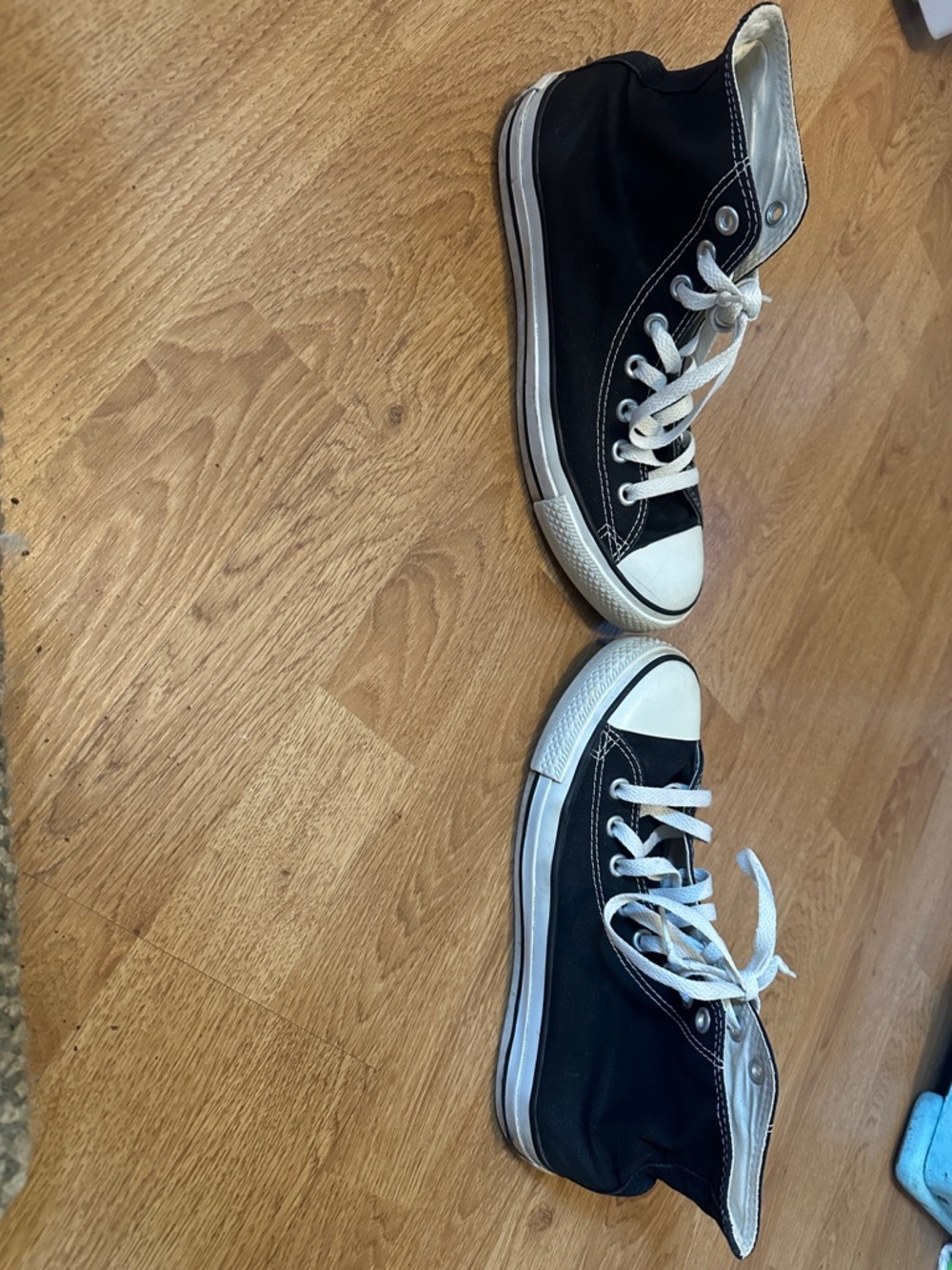 Converse Black High Top Canvas Sneakers with White Trim - Picture 10 of 16